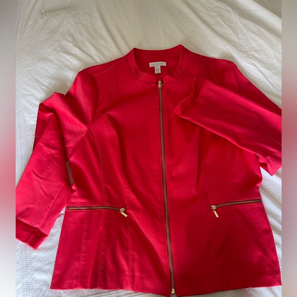 Charter Club Size 16 Coral zippered blazer